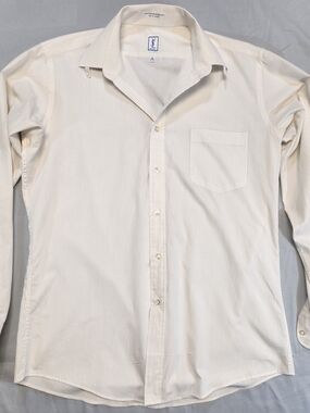 Vintage 1980's Yves Saint Laurent Ivory Thin Stripe Dress Shirt YSL